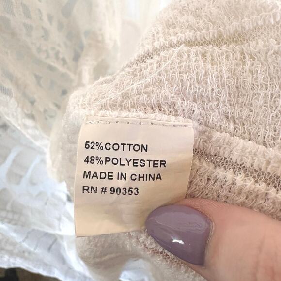 Bohemian Long Embroidered Lace Kimono Cover-Up White Sheer Beach Vacation Medium - Picture 7 of 7